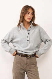 LEE סווטשירט POPOVER SWEATSHIRT GREY HEATHER