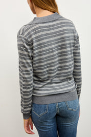 סריג פולו פסים אפור