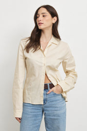 חולצה מכופתרת כותנה חמאה