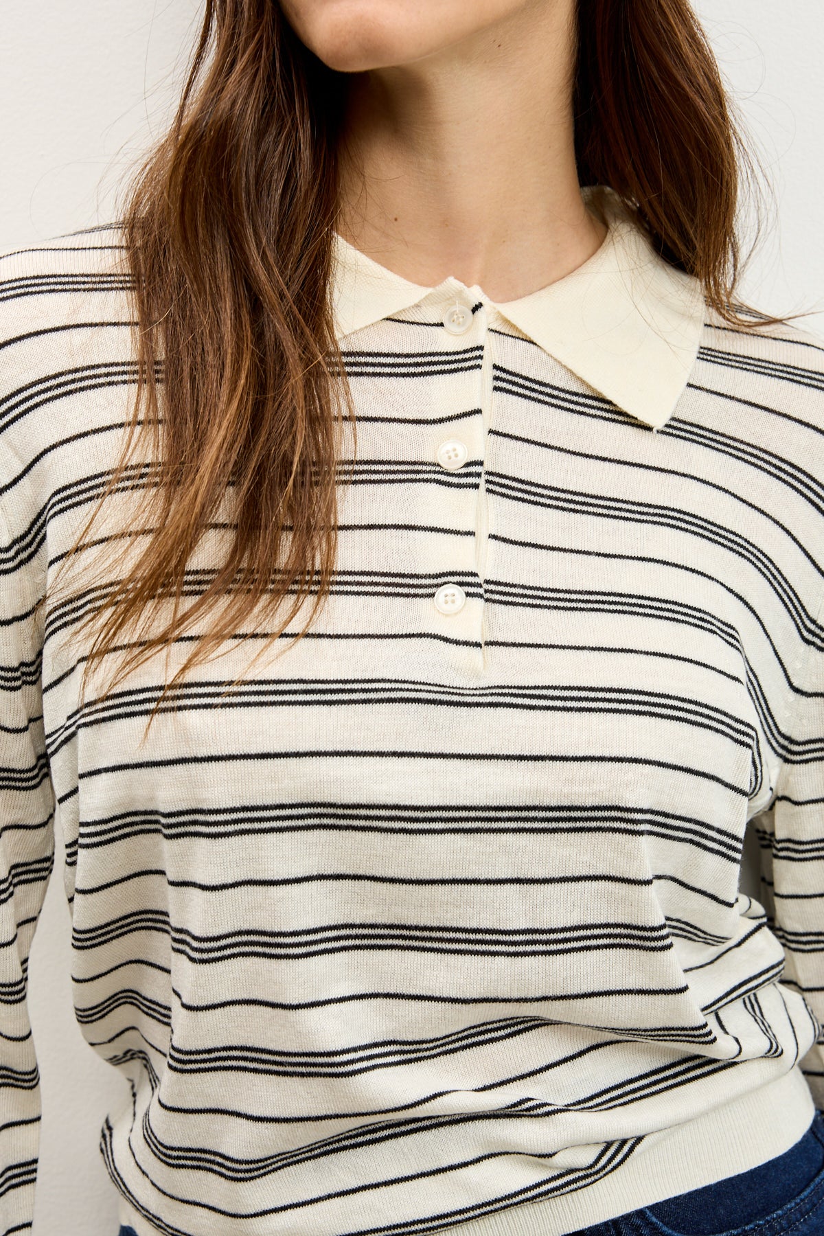 סריג פולו פסים שחור