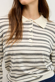 סריג פולו פסים שחור