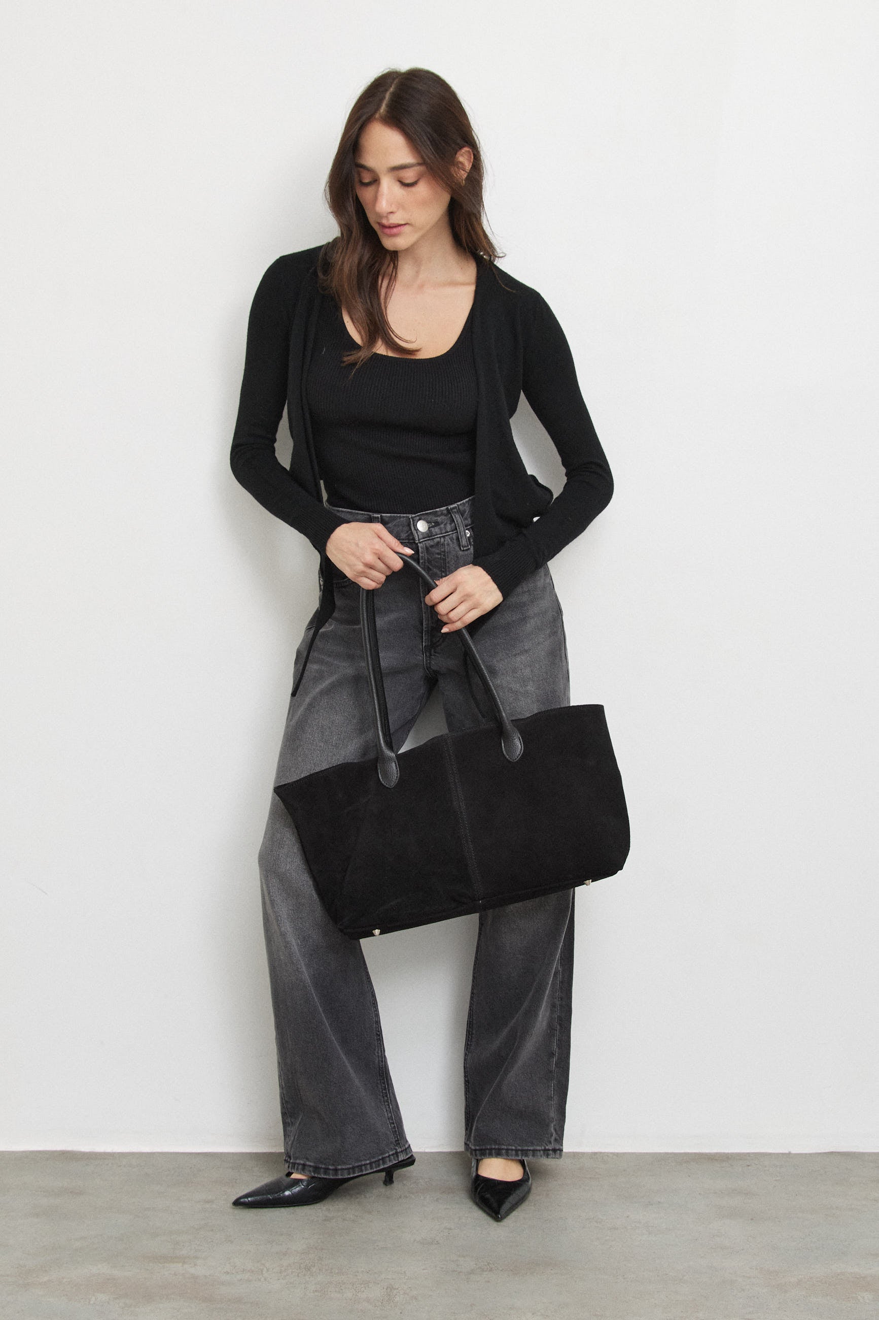 עליונית מעטפה סריג שחור