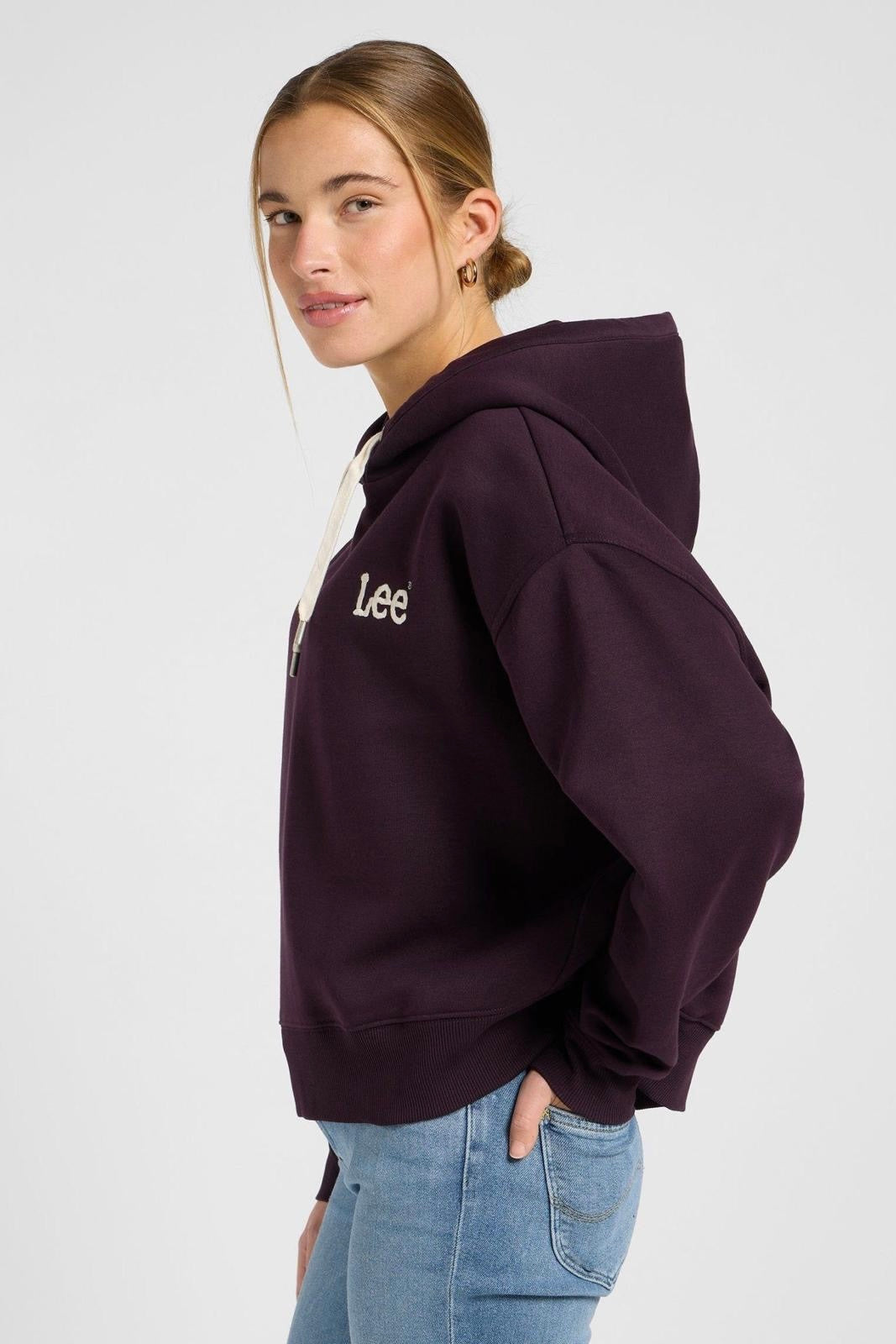 LEE ג'ינס סוויטשירט קפוצון בורדו