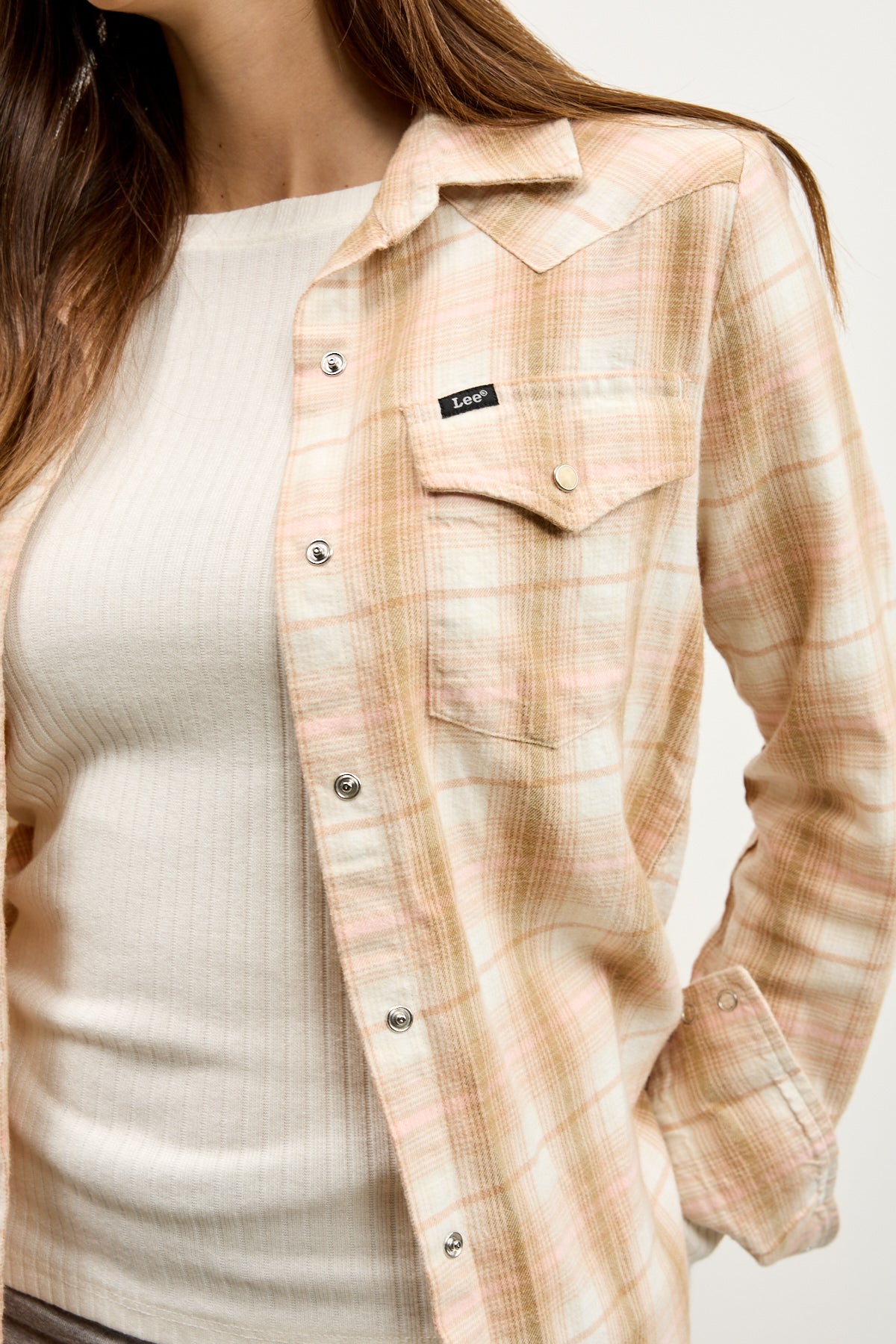 LEE חולצה REGULAR WESTERN SHIRT KHAKI PLAID