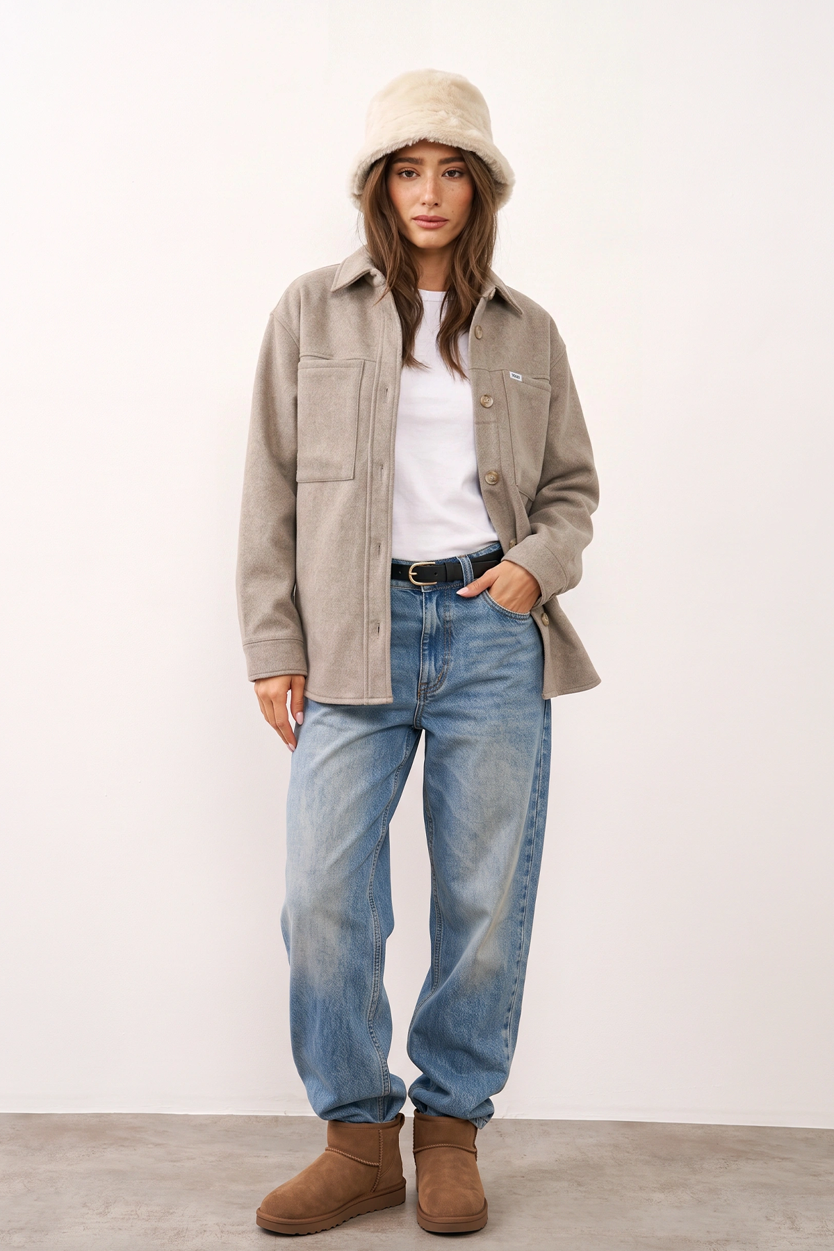 LEE ג׳קט RELAXED UTILITY OVERSHIRT WARM GRAY HEATHER
