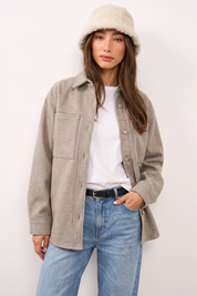 LEE ג׳קט RELAXED UTILITY OVERSHIRT WARM GRAY HEATHER