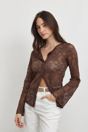 קרדיגן תחרה חום