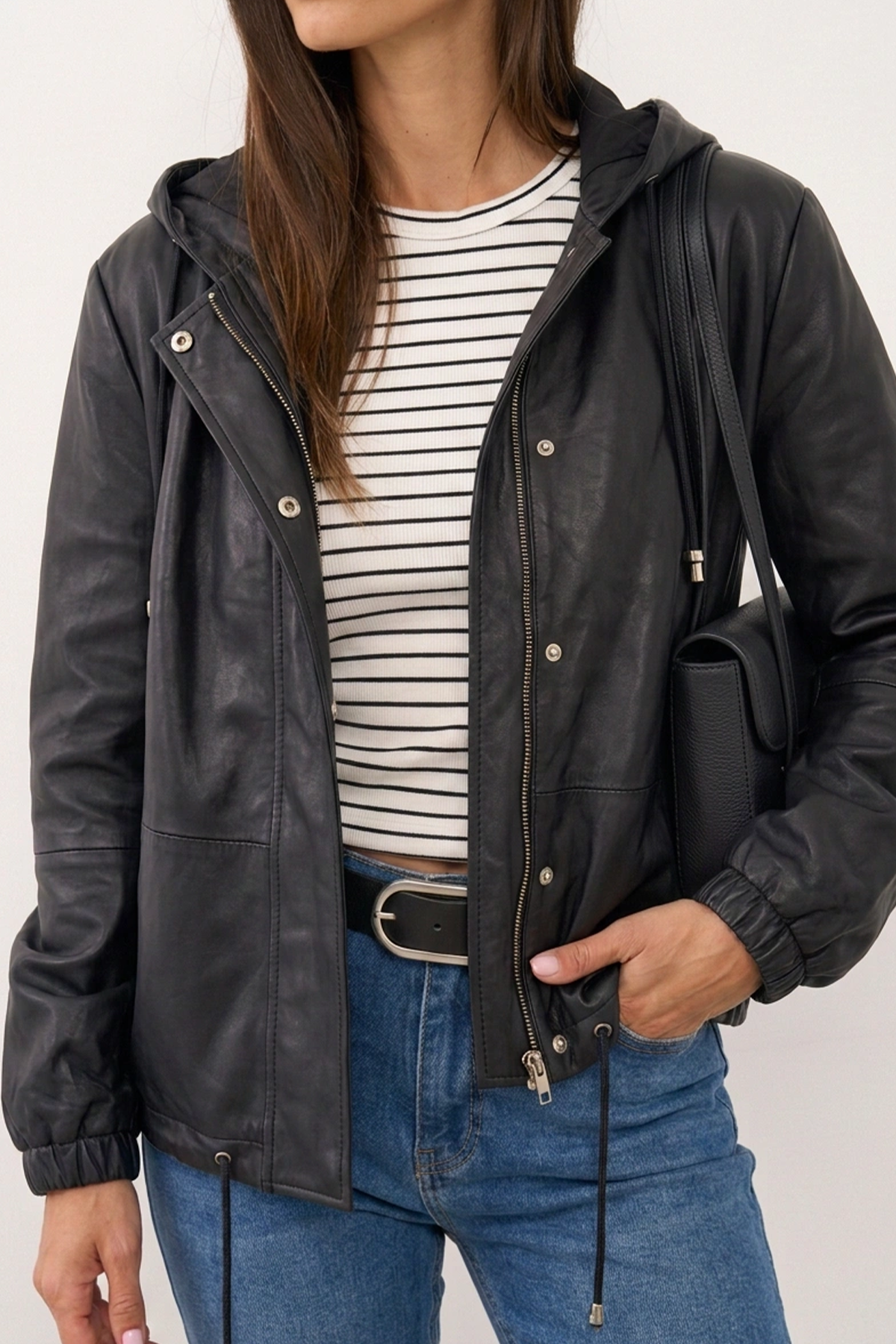 UTR מעיל עור RUBELLITE LEATHER BOMBER BLACK