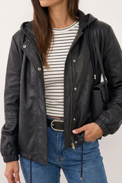 UTR מעיל עור RUBELLITE LEATHER BOMBER BLACK