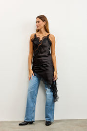 טוניקת תחרה אסימטרית שחורה