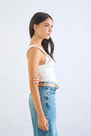 חגורת עור קלאסית בז