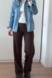 מכנסי ברנדי בד סריג דק חום