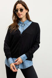 קרדיגן סריג דק שחור