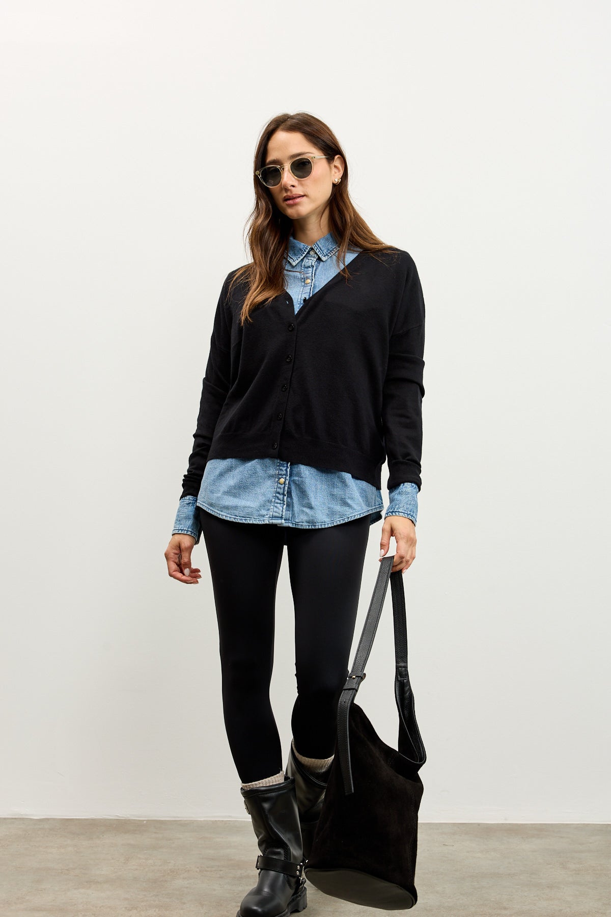 קרדיגן סריג דק שחור