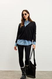 קרדיגן סריג דק שחור