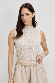 חולצת תחרה איטלקית בז