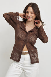 קרדיגן תחרה חום