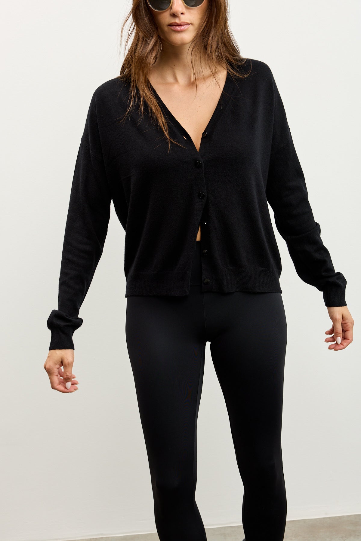 קרדיגן סריג דק שחור