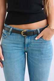 חגורת עור קלאסית שחורה