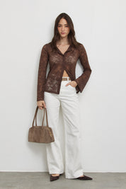 קרדיגן תחרה חום