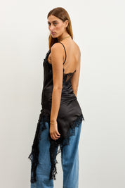 טוניקת תחרה אסימטרית שחורה