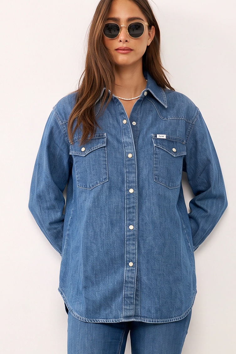 LEE חולצת דנים ESSENTIAL WESTERN SHIRT RIPE BERRY