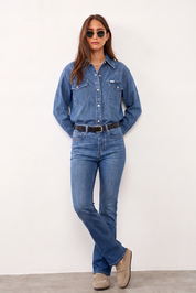 LEE חולצת דנים ESSENTIAL WESTERN SHIRT RIPE BERRY