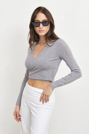 עליונית מעטפה סריג אפורה