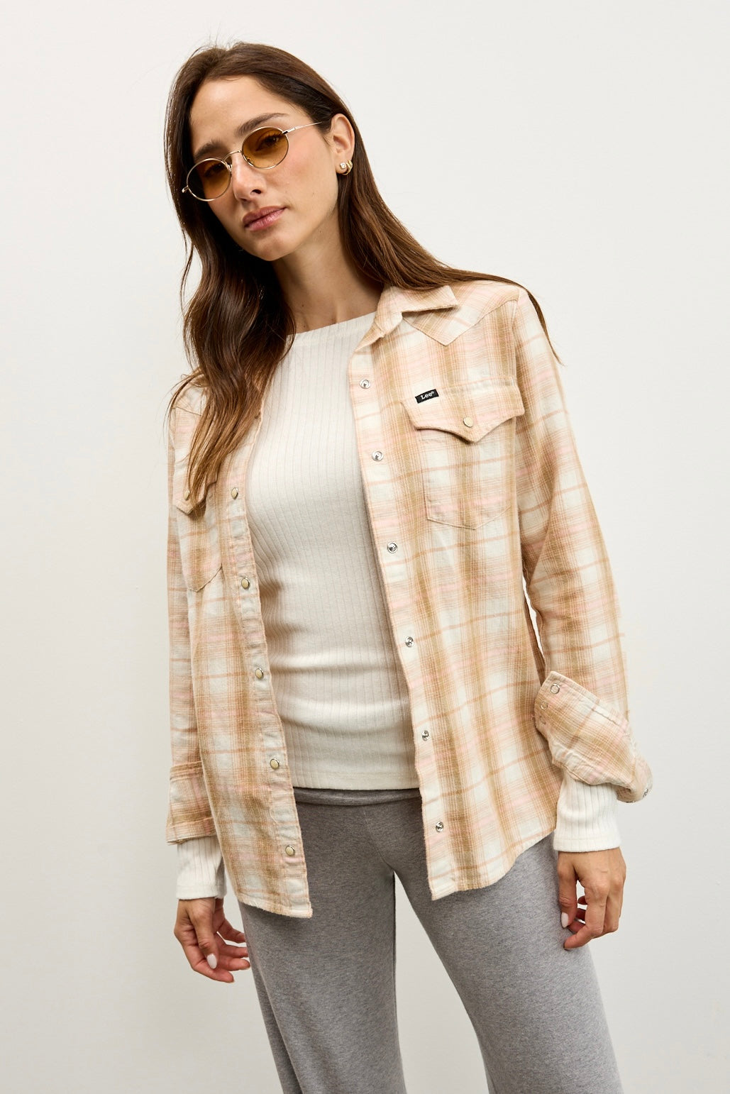 LEE חולצה REGULAR WESTERN SHIRT KHAKI PLAID