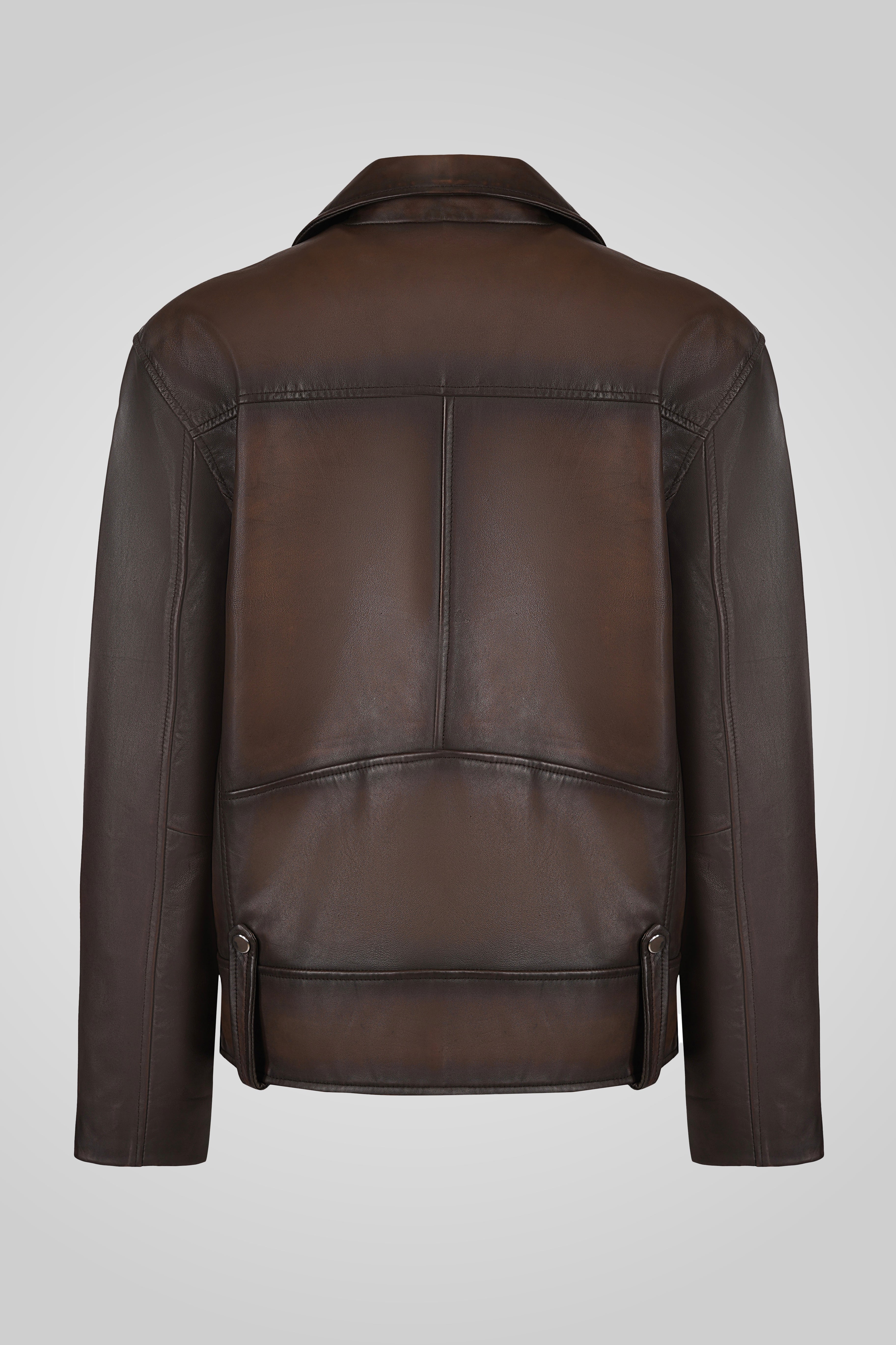 ‎מעיל עור חום HARPER OVERSIZED BOYFRIEND JACKET