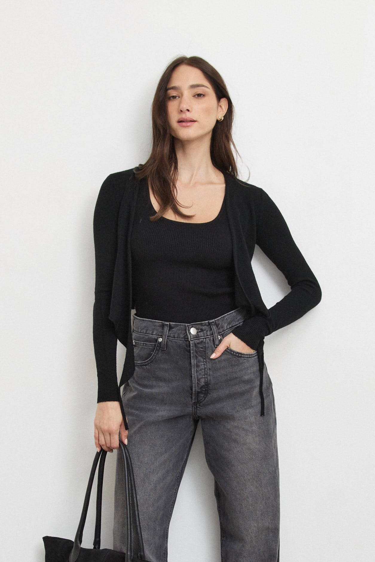 עליונית מעטפה סריג שחור