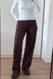 מכנסי ברנדי בד סריג דק חום