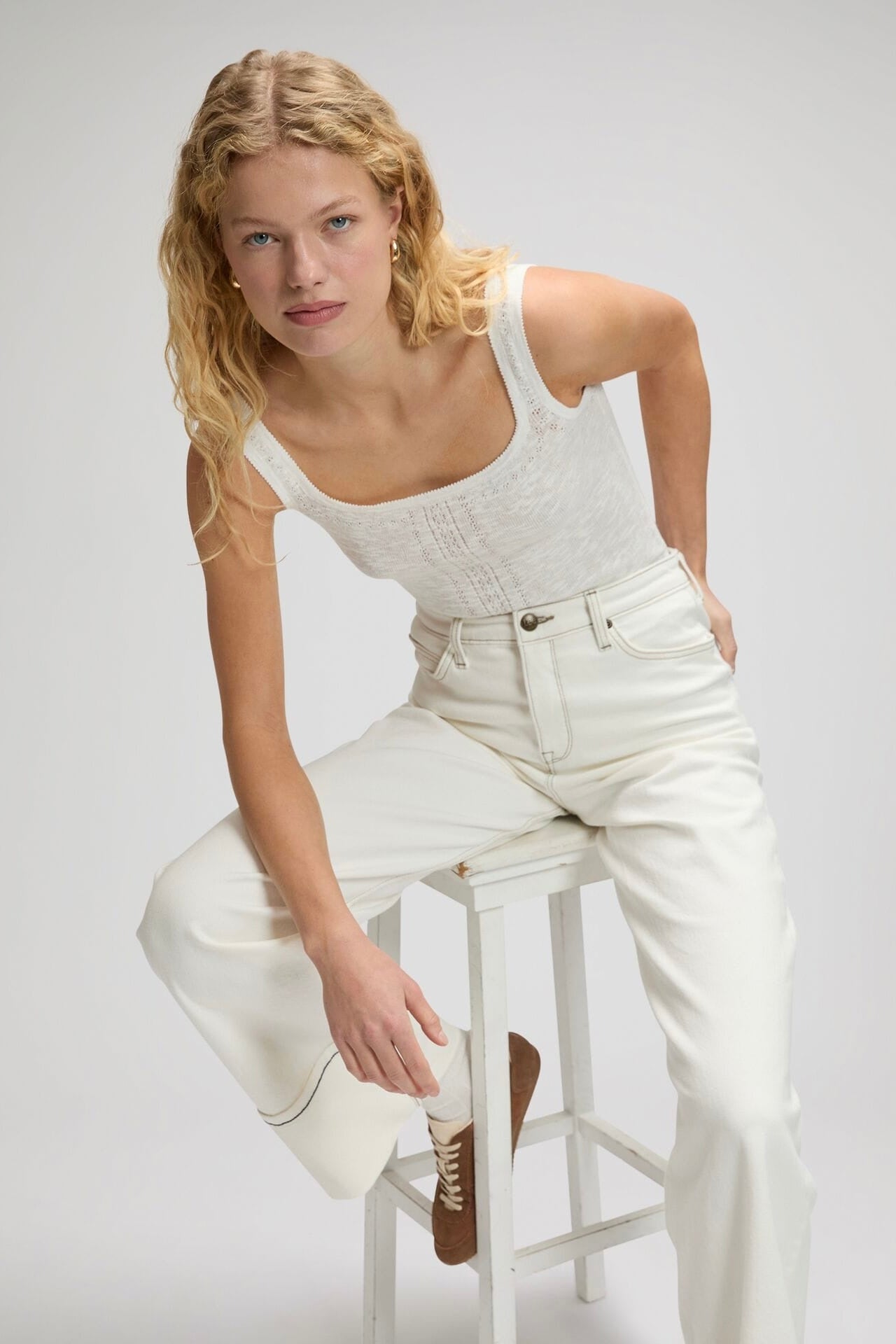 LEE ג'ינס STELLA HIGH WAIST WIDE LEG FRESH FLOCK