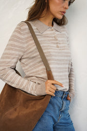 סריג פולו פסים בז