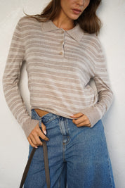 סריג פולו פסים בז