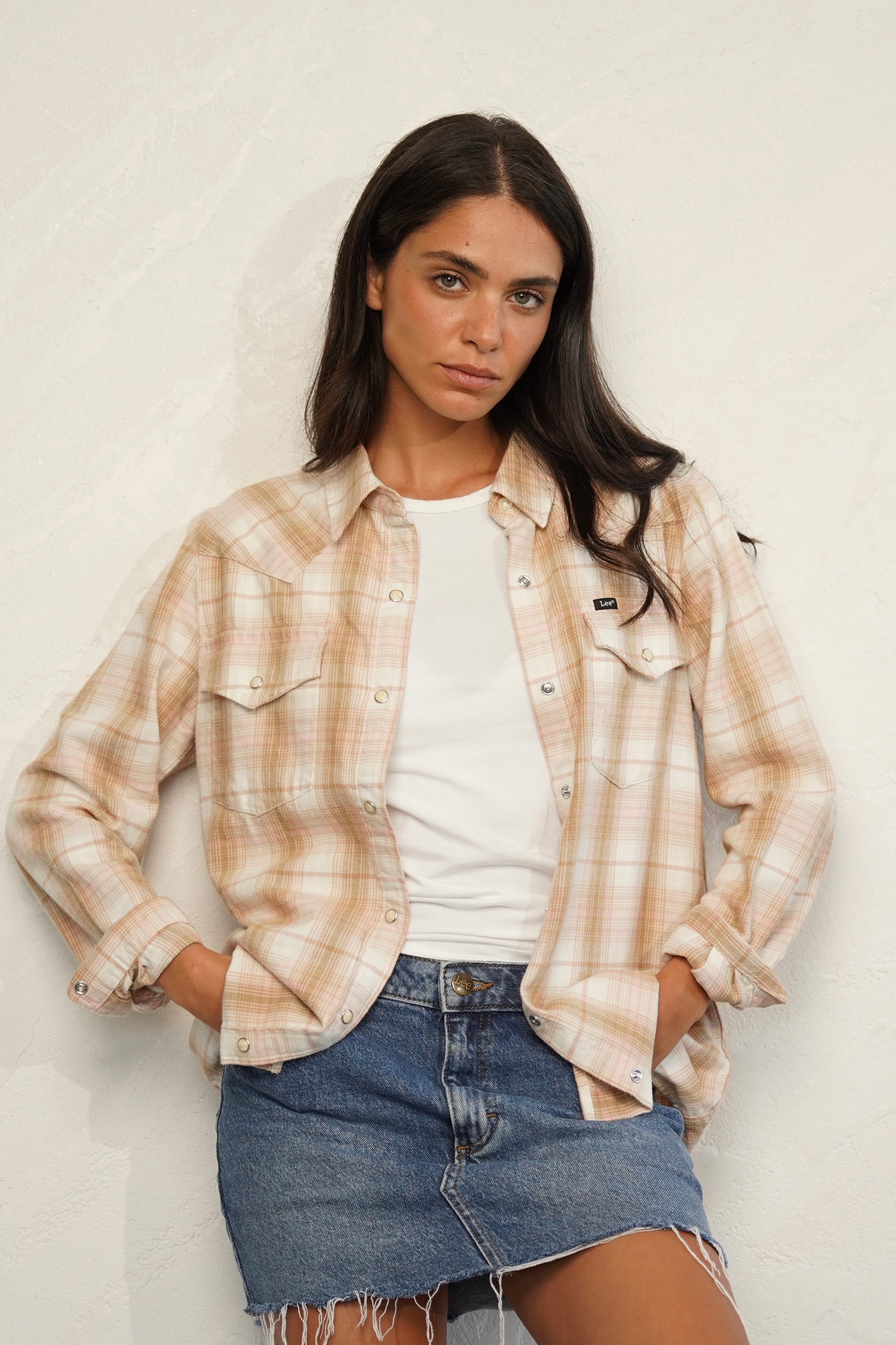 LEE חולצה REGULAR WESTERN SHIRT KHAKI PLAID