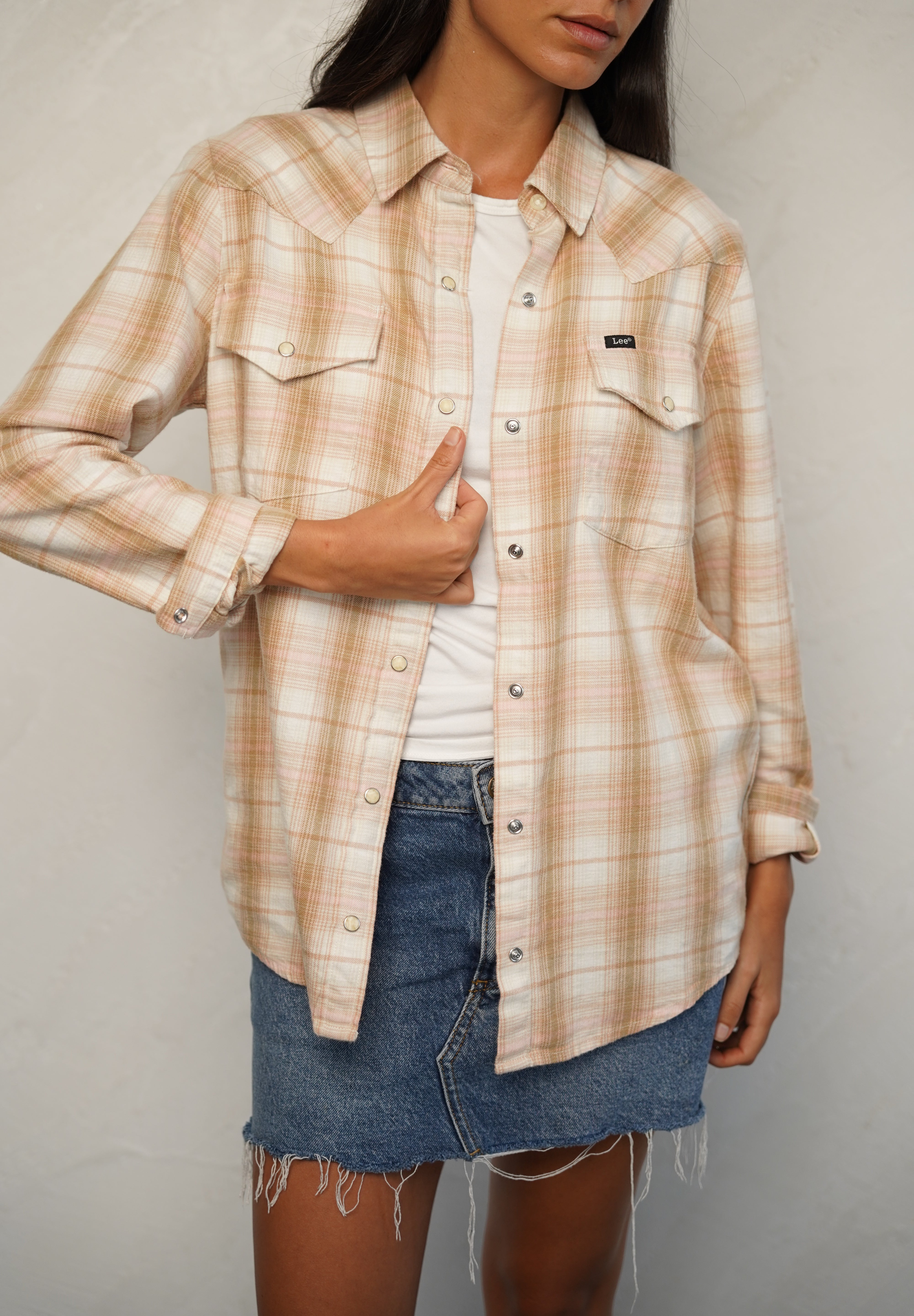 LEE חולצה REGULAR WESTERN SHIRT KHAKI PLAID
