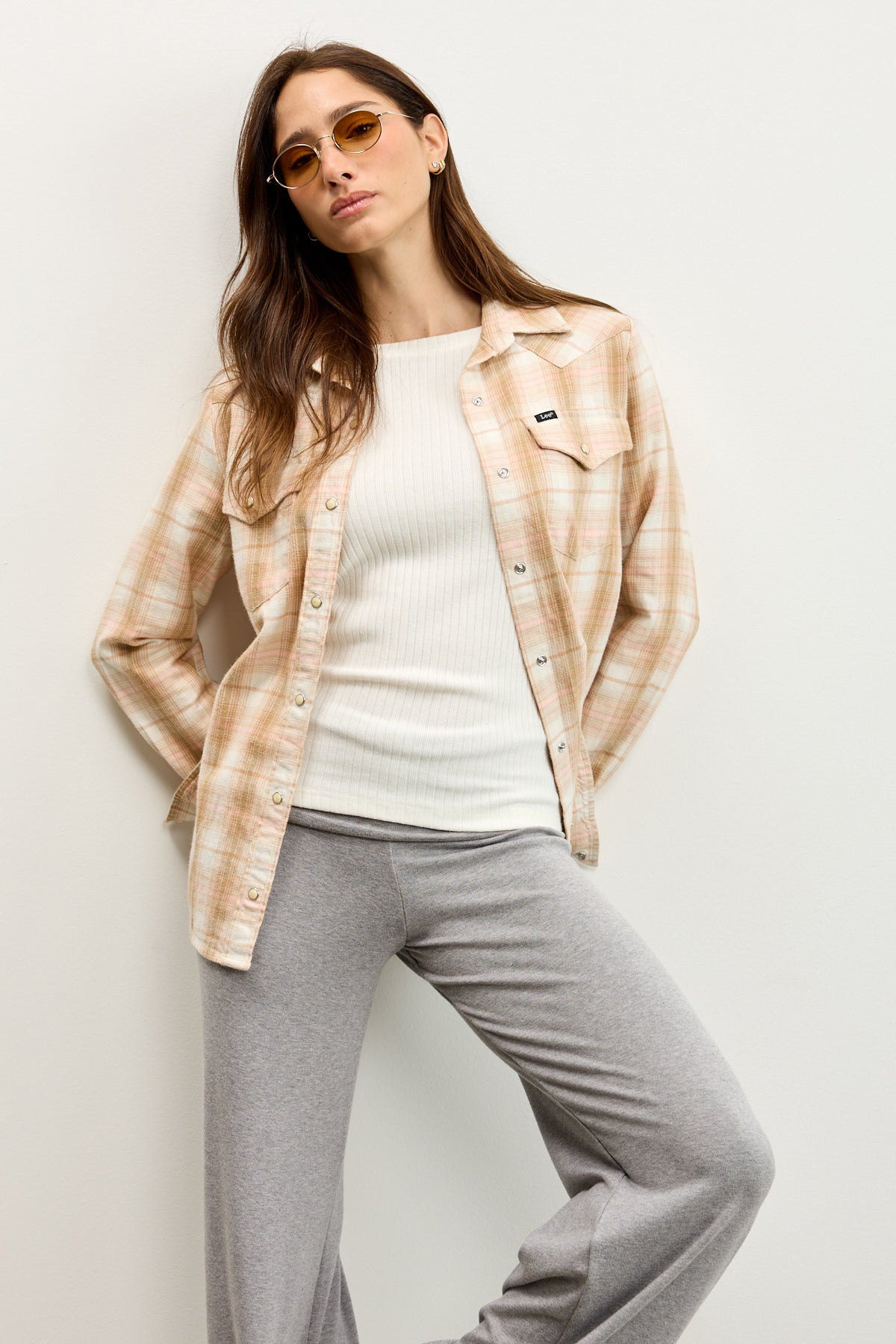 LEE חולצה REGULAR WESTERN SHIRT KHAKI PLAID