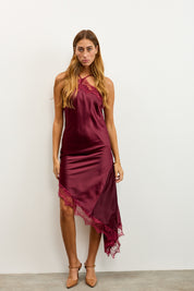 שמלת קולר אסימטרית בורדו