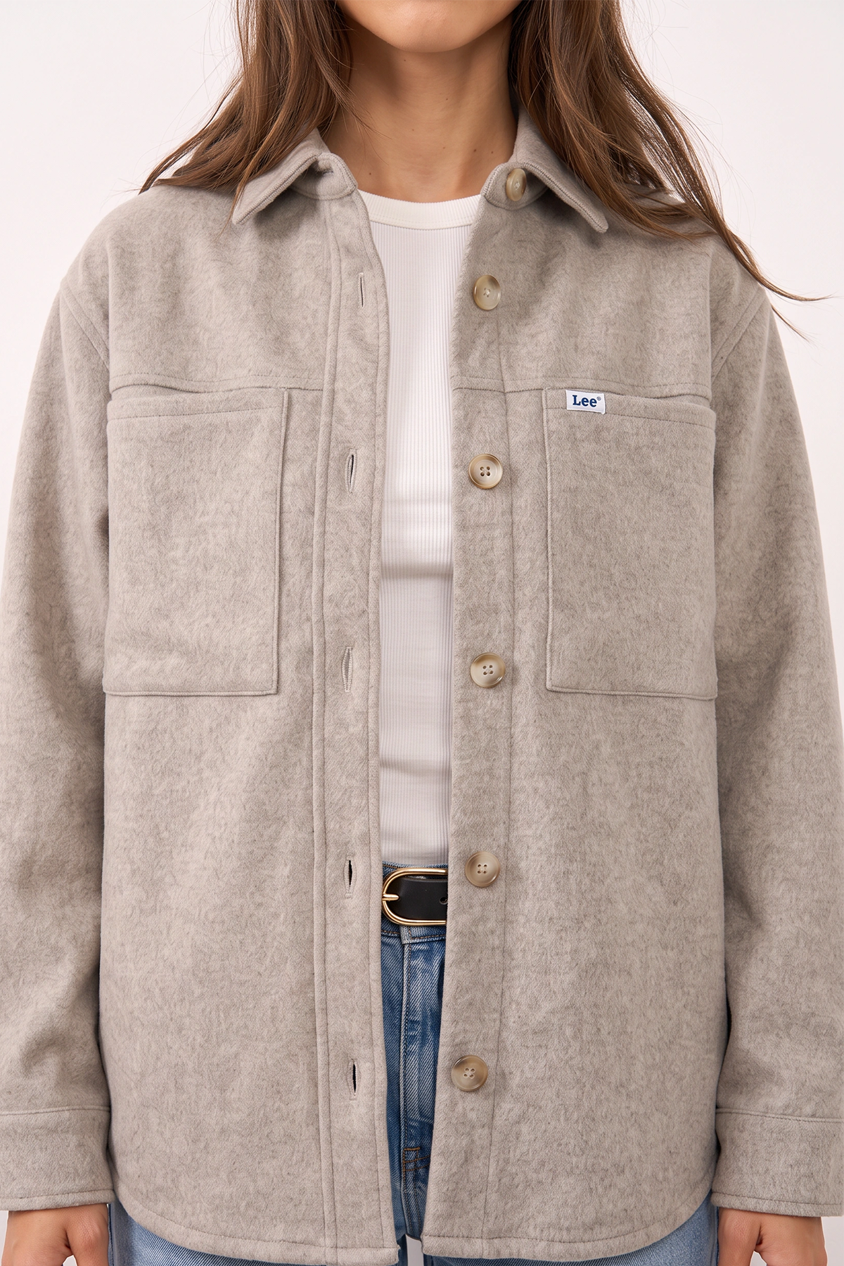 LEE ג׳קט RELAXED UTILITY OVERSHIRT WARM GRAY HEATHER