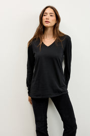 חולצת אלכס V שרוול ארוך שחור