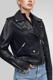 מעיל עור שחור SEMEE LEATHER JACKET