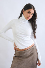 חולצת גולף ריב כפפה לבן