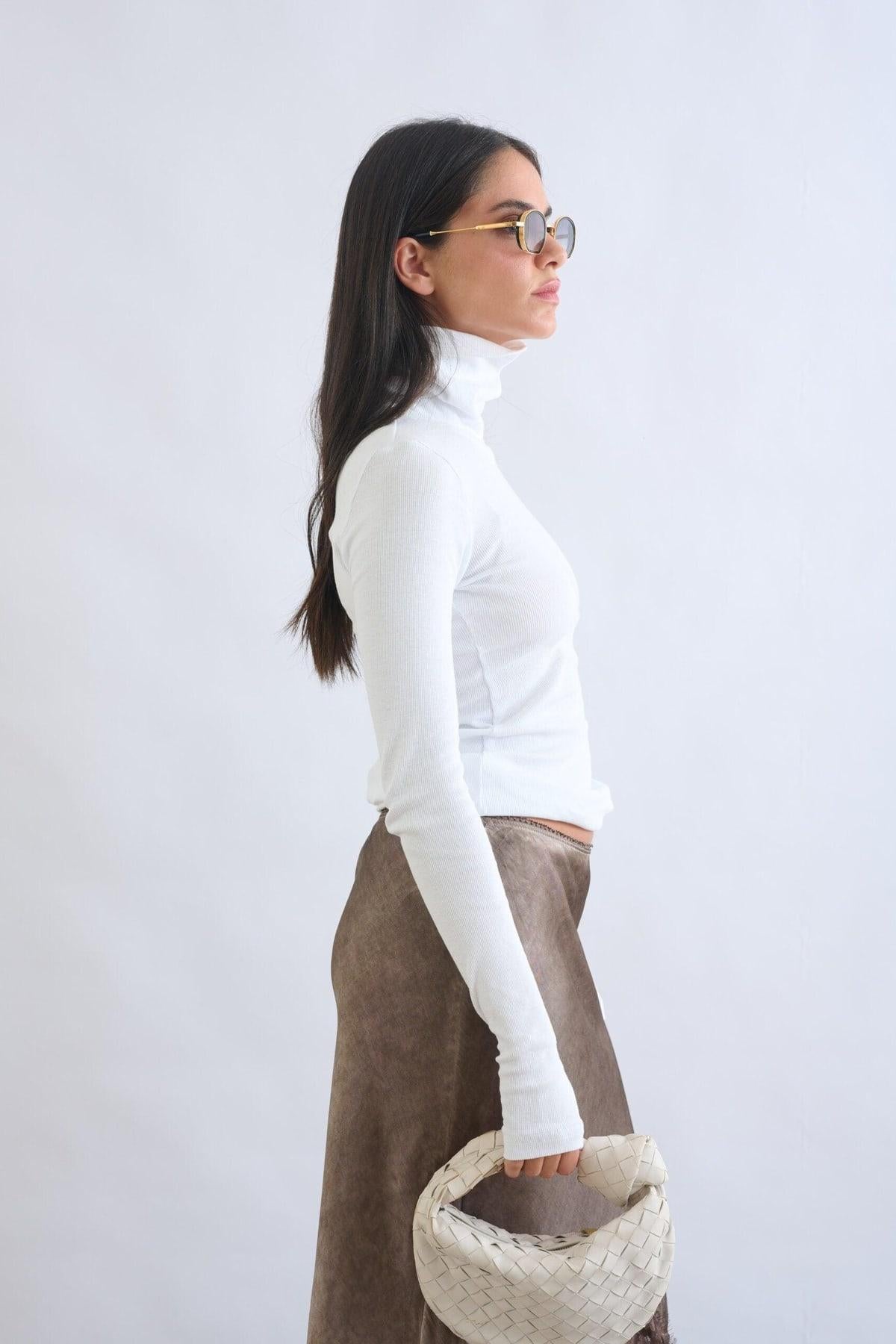 חולצת גולף ריב כפפה לבן