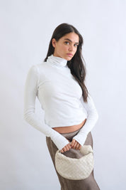 חולצת גולף ריב כפפה לבן