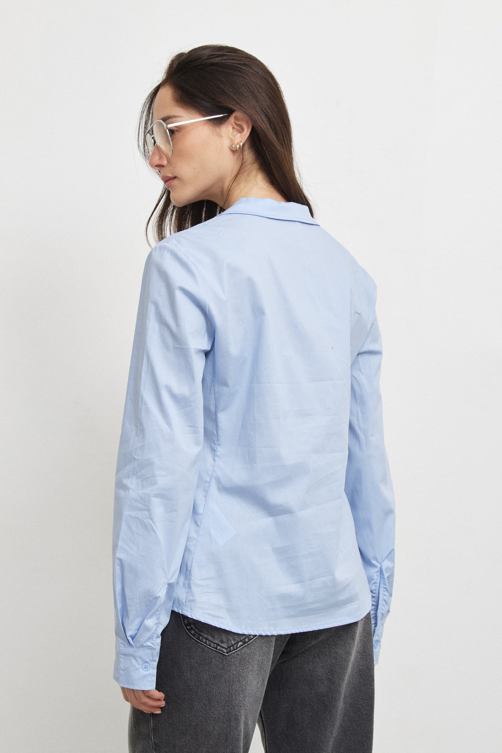 חולצה מכופתרת כותנה תכלת