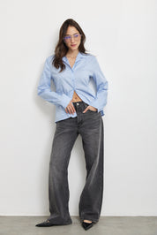 חולצה מכופתרת כותנה תכלת