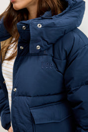 LEE ג׳ינס SHORT PUFFER WITH HOOD RIVET NAVY