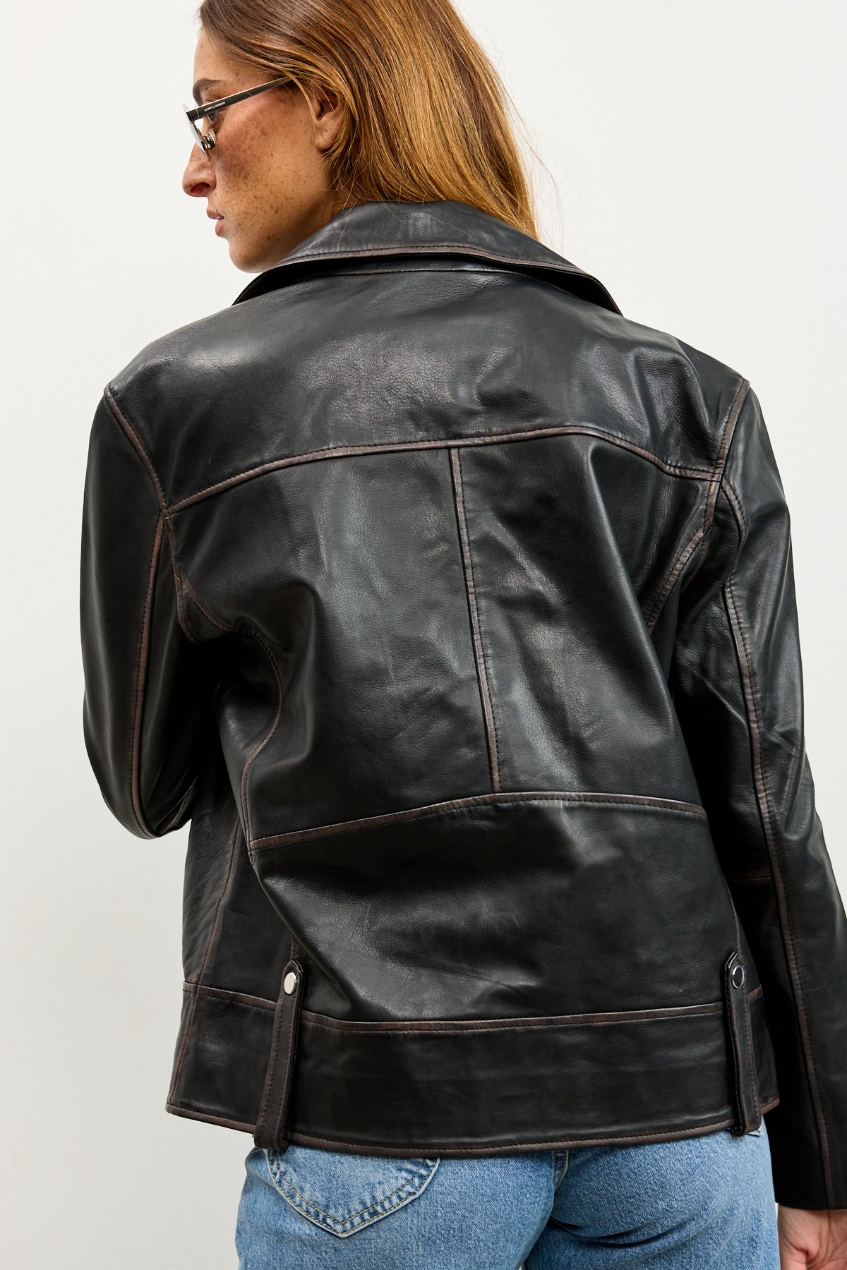 מעיל עור שחור‏ HARPER JACKET BLACK STONE