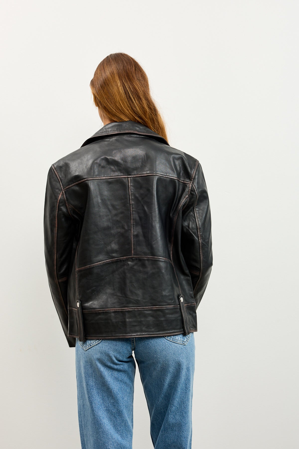 מעיל עור שחור‏ HARPER JACKET BLACK STONE